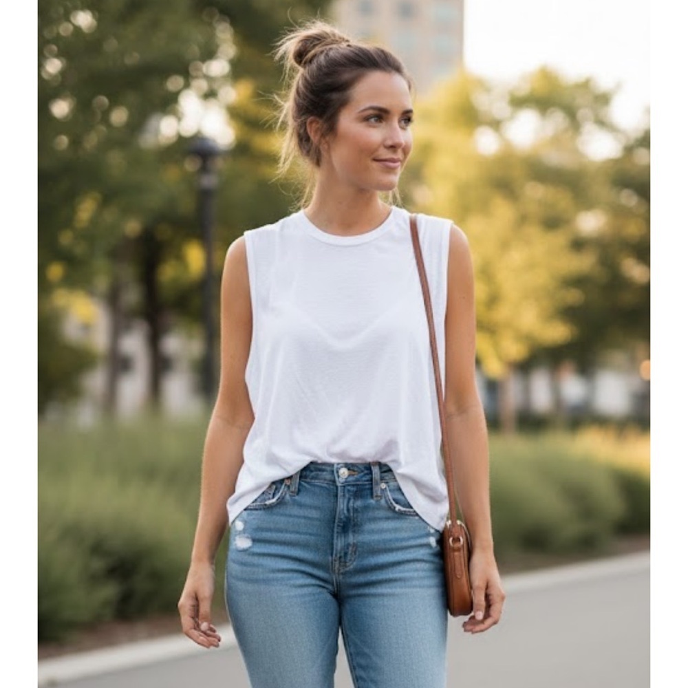 Free People White Sleeveless Women's Top